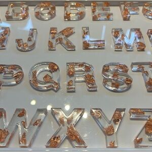 Clear Resin Alphabet Letters with Copper Accents